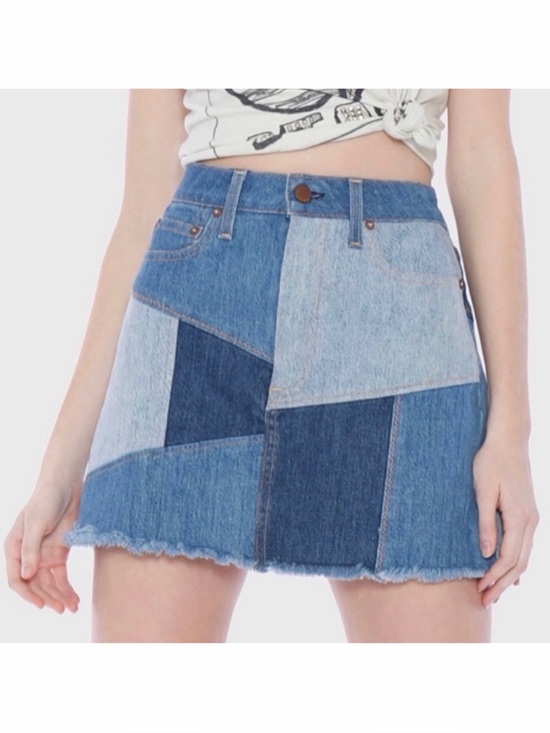 Alice + Olivia Dresses & Skirts - ALICE + OLIVIA • AO LA Blue Denim Patchwork A-Line Mini Skirt, XS